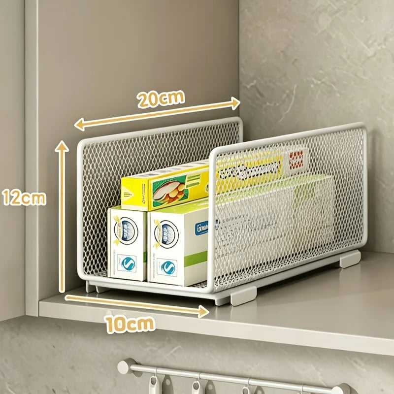 Stackable Kitchen Storage Baskets, Organizer for Kitchen Paper, Plastic Wrap, and Spice Jars, Household Cabinet Storage Racks