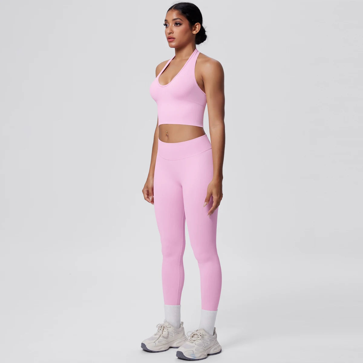 Rooftrellen 2PCS/set Women Gym Sports Yoga Set Breathable Shockproof Workout Top Backless Bra Push Up Fitness Pants Yoga Set