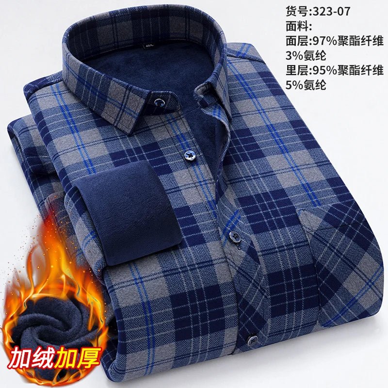 New Men's Autumn Winter Casual Long Sleeve Plaid Shirts Thick Warm Male Casual High Quality Soft Plus Size Business Check Shirts