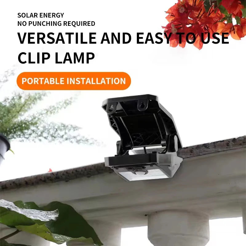 Solar Security Light Outdoor Motion Sensor Clip, Super Bright Garden,IP65 Waterproof Outside Camping Lights