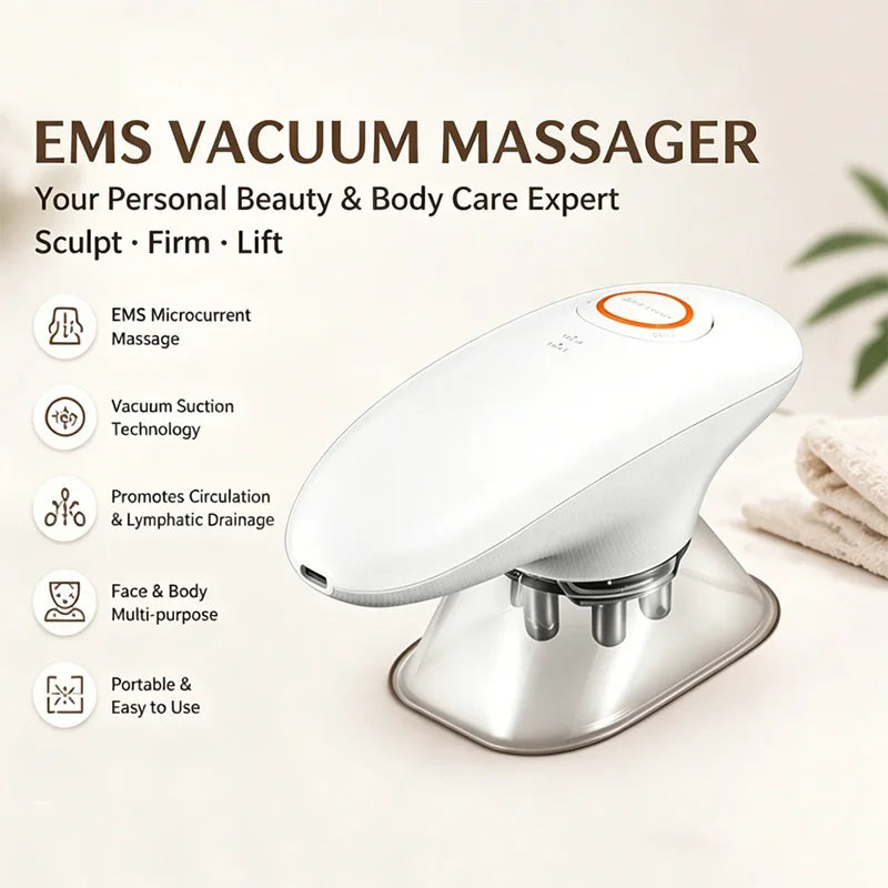 EMS Body Face Suction Massager Vacuum Anti Cellulite Slimming Device Microcurrent Beauty Machine Portable Rechargeable