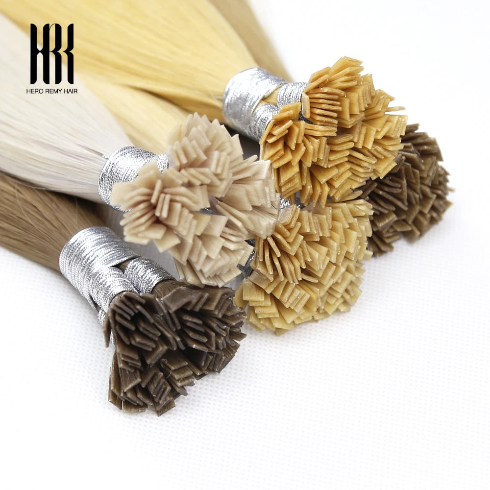 Flat K Tip Hair Extension 100% Remy Human Hair Keratin Fusion Pre Bonded Natural Straight Real Hair Salon Quality 16-22" 1g/s