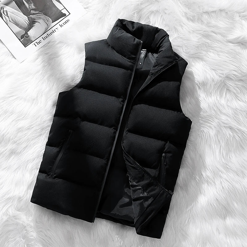 Men's Vest Autumn and Winter New Warm Cotton Waistcoat Vest Korean Style Fashion Joker Fashionable Sleeveless Jacket Top
