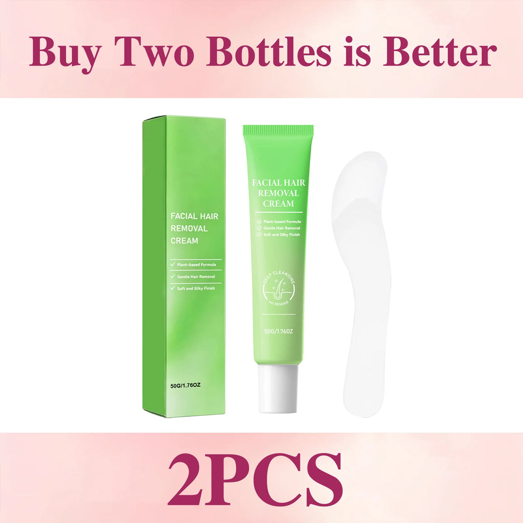 Painless Facial Hair Removal Cream Kit For Women Sensitive Skin 2‑in‑1 With Soothing Cream Home Use Upper Lip Chin Hair Remover