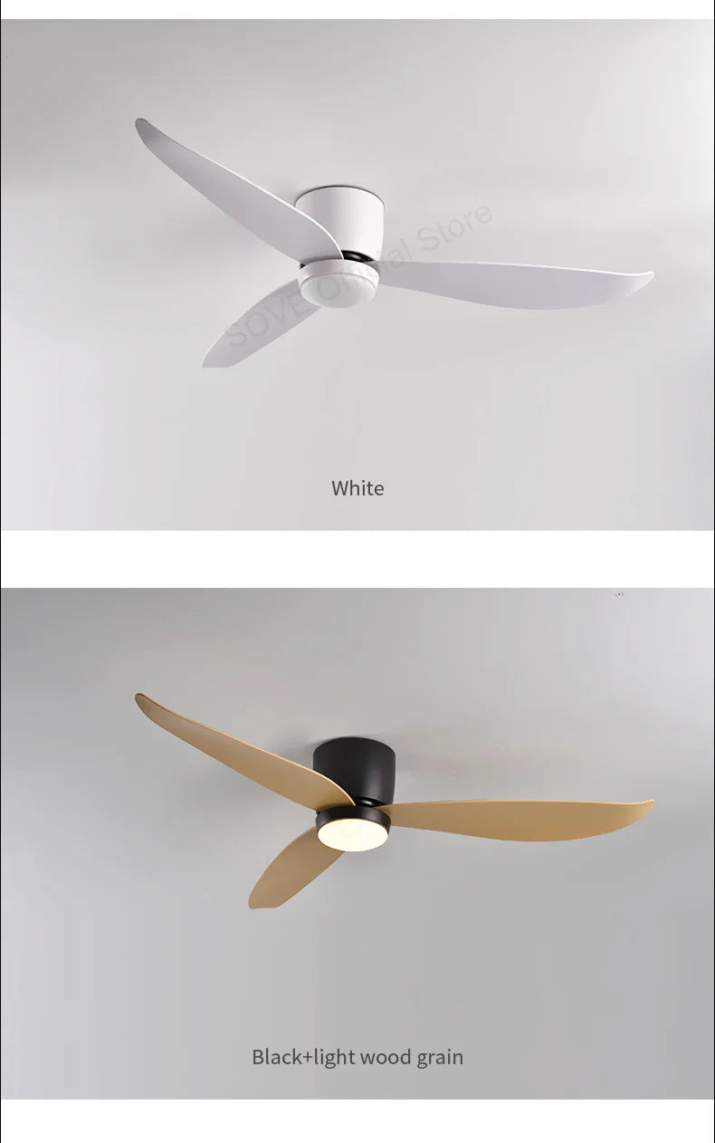 SOVE Modern Led Ceiling Fan Kitchen Living Room Dining Room Household High Air Volume Remote Control Pendant Light