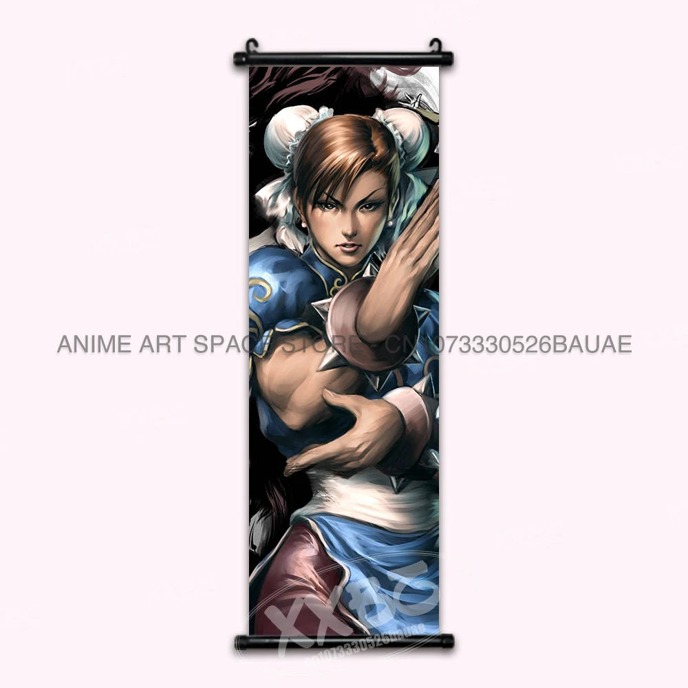 Street Fighter Hanging Painting Fighting Game Wall Artwork Gouken Scrolls Picture Sakura Kasugano Print Canvas Poster Home Decor