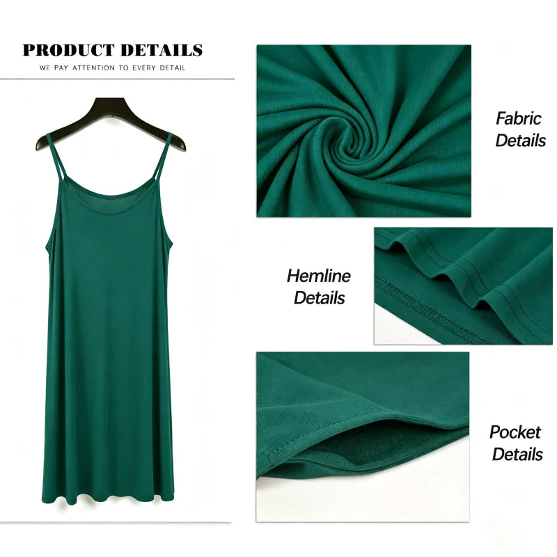 Simple and Versatile Summer Tank Dress for Women Elegant and Stylish Round-Neck Dress with Pockets Hawaiian-Style Dress