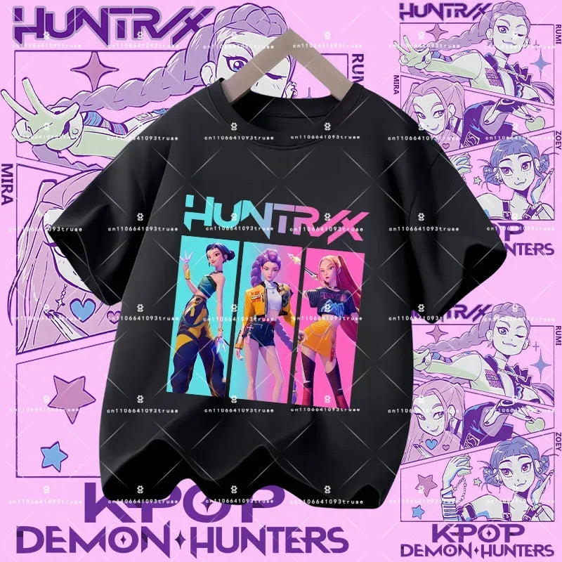 Kpop Demon Hunters Parent Child Halloween Kpop Demon Hunters TShirt Harajuku Casual Fashion Cotton Kid's Tshirt Cosplay Clothing