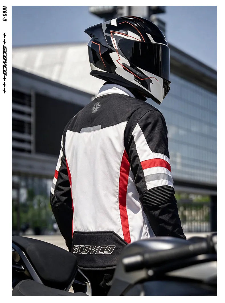 Scoyco Motorcycle Jacket Winter Waterproof Windproof CE1 Anti Fall Detachable Thermal Liner Reflective Motorbike Riding Jacket