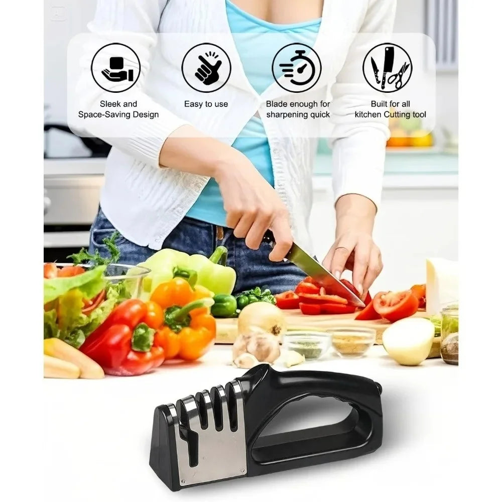 4 Segment Knife Sharpener Kitchen Multifunctional Non-slip Base Knife Sharpener Portable Household Kitchen Gadgets Accessories