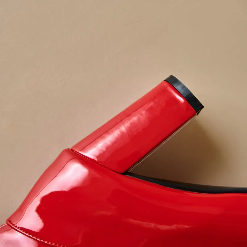 New Red Thigh High Women Boots Side Zip Pointed Toe Winter Shoes Elastic Patent Leather Over-the-Knee Boots Plus Size 44 45 46