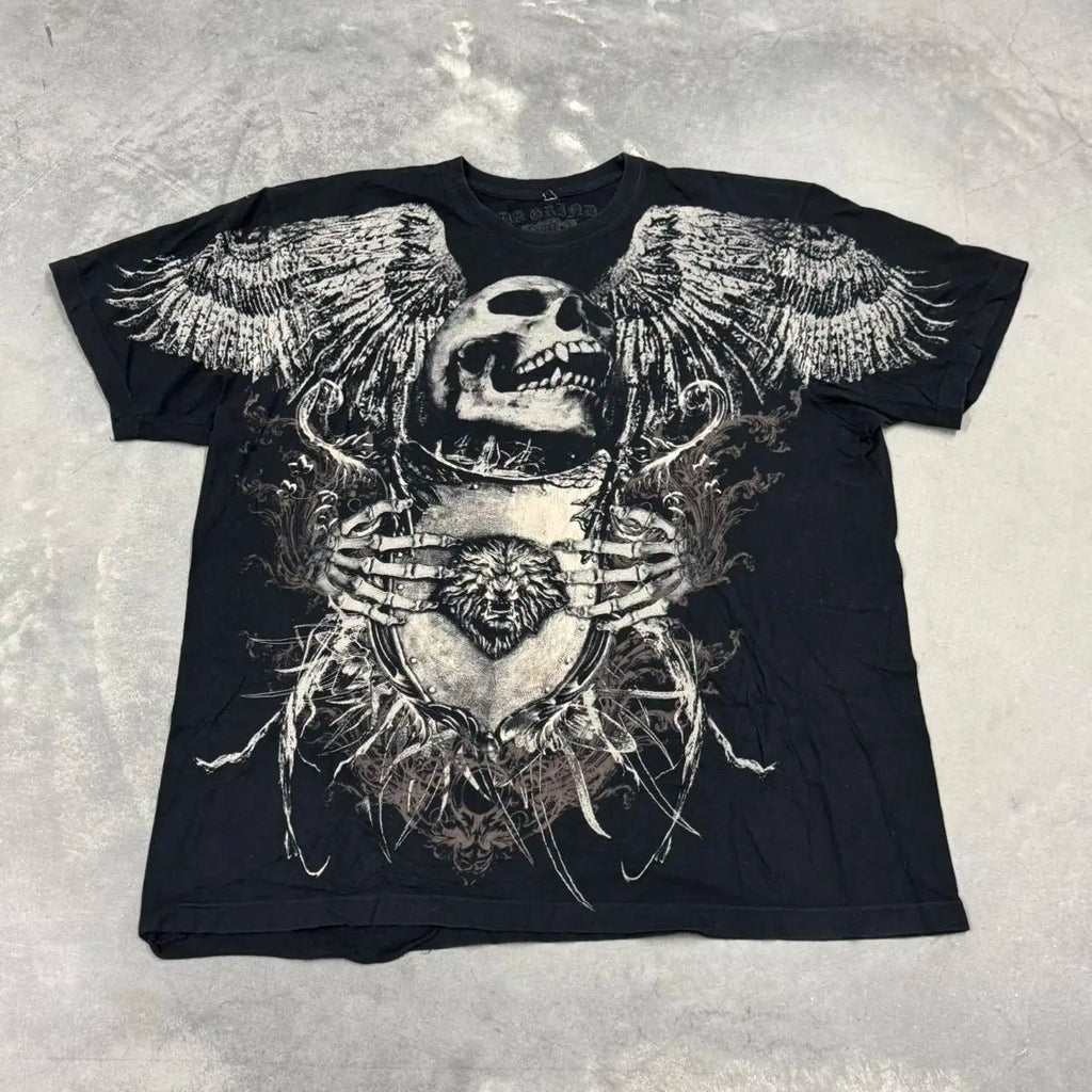 Affliction New Men Polo shirt Skull Graphic Harajuku Round Neck Oversized T Shirt Short Sleeve Tops Gothic Clothing Street Wear