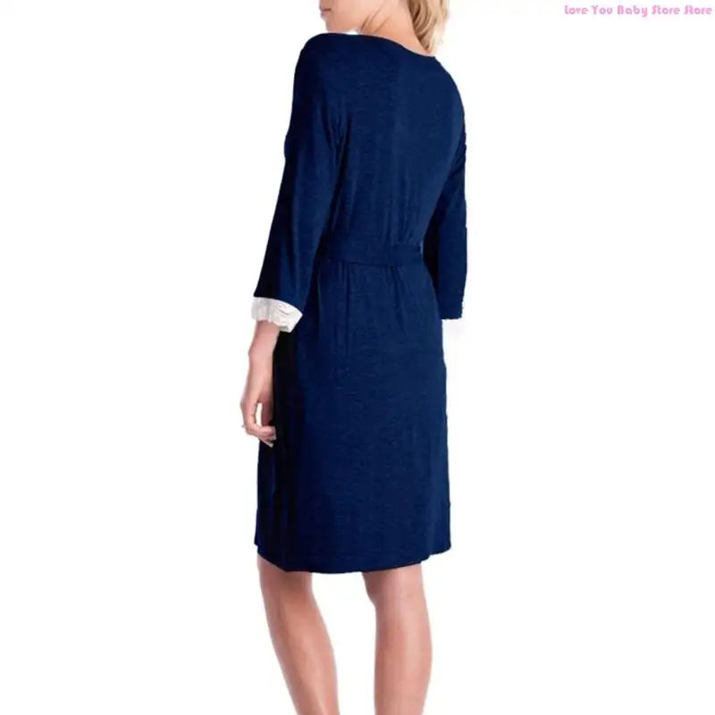 Pregnancy Clothes Cotton Maternity Robe Nightgown for Pregnant Women Lace Sleepwear Breathable Pajama Dress 195F