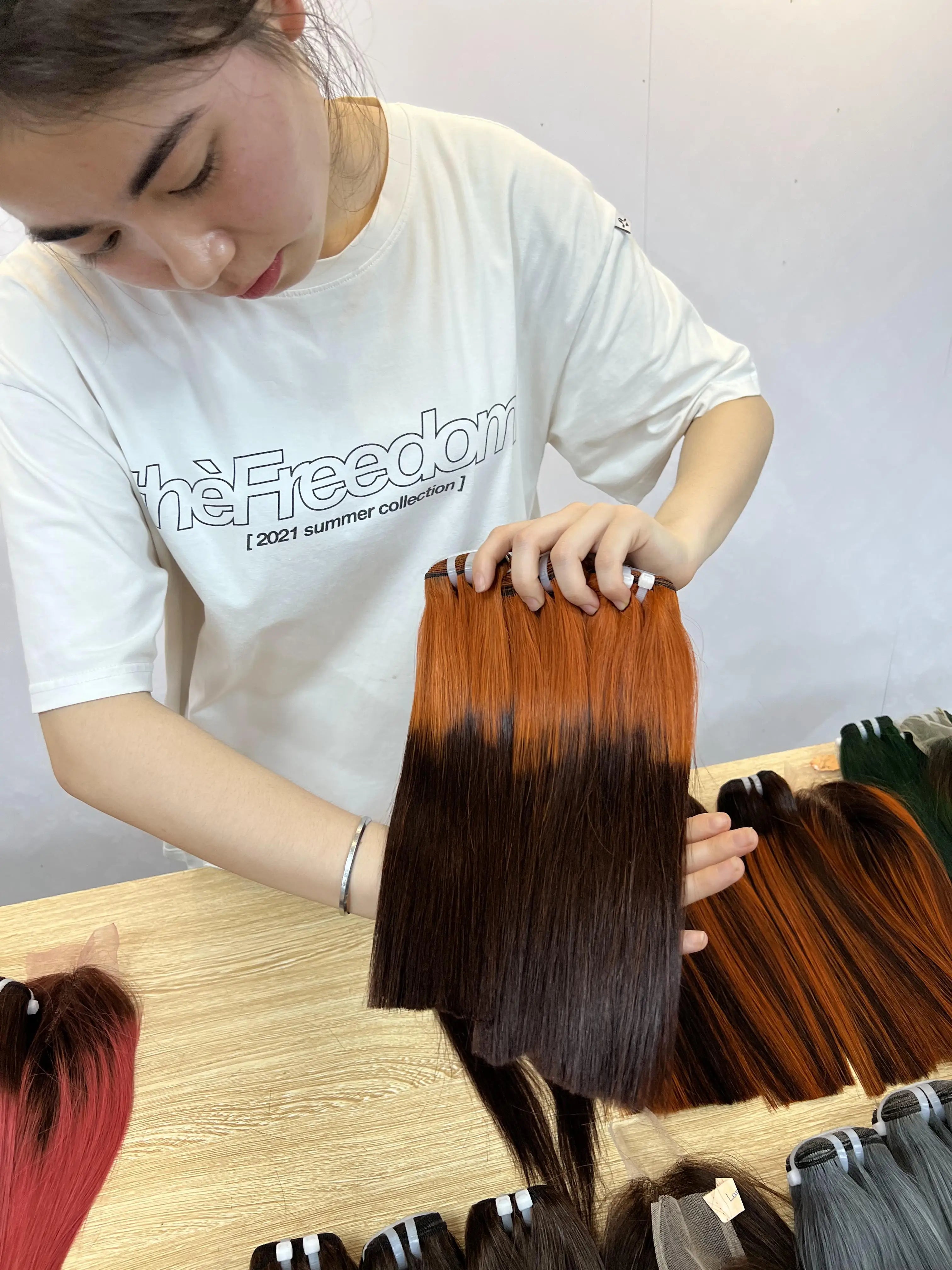 New Style Virgin Vietnamese Human Hair Bundles Weft Extensions Bone Straight Ombre Color for Black Women