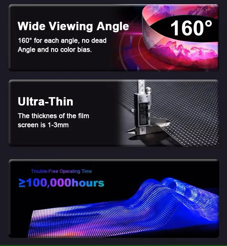 P6 P8 P10 Flexible LED Film LED Display Screen Adhesive LED Transparent Glass Film LED Screen Transparent LED Screen Film