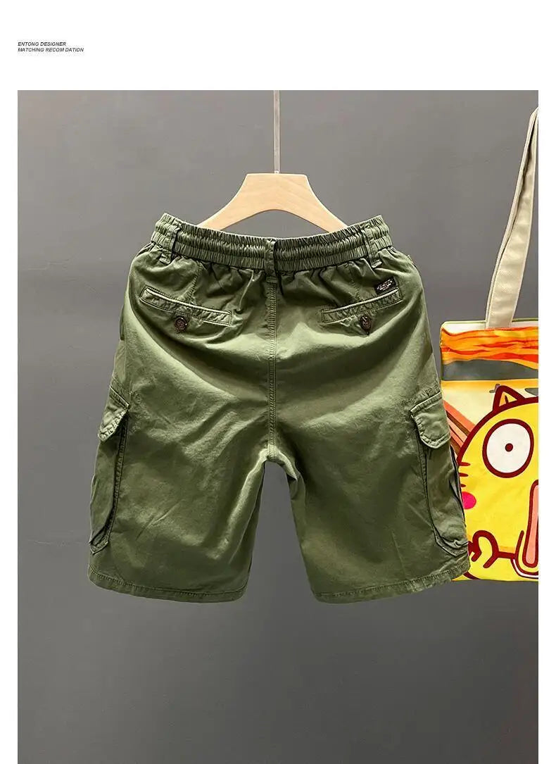 Summer Outdoor Casual Workwear Shorts Men's Multi-Pocket Large Size Loose Retro Dirt-Resistant Versatile Five-Quarter Pants