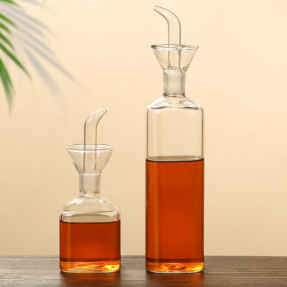 Olive Oil Dispenser Bottle Borosilicate Glass - Non Drip Oil Dispenser for Kitchen, Leak Proof Vinegar Drizzler Cruet Easy Clean