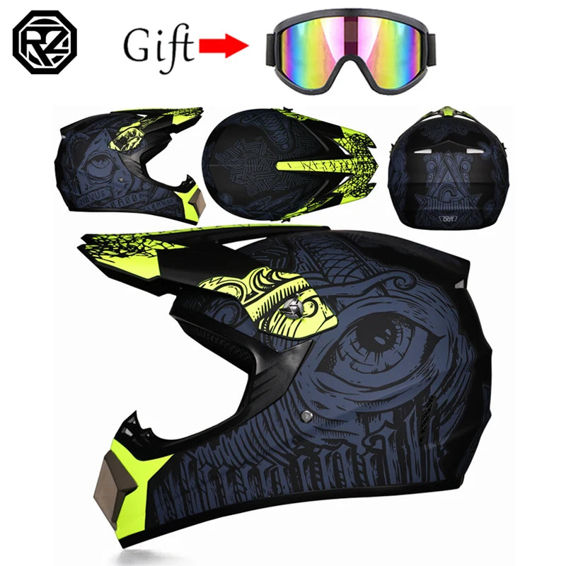 Professional motorcycle off-road helmet with free goggles, off-road bike ATV Quad DH racing protective helmet Casco