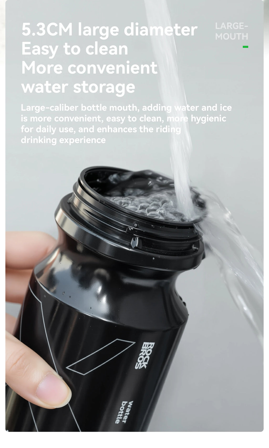 ROCKBROS Cycling Water Bottle 600ml Large Capacity Lightweight Squeeze Type Sports Bottle with Dust Cover Leakproof Water Bottle