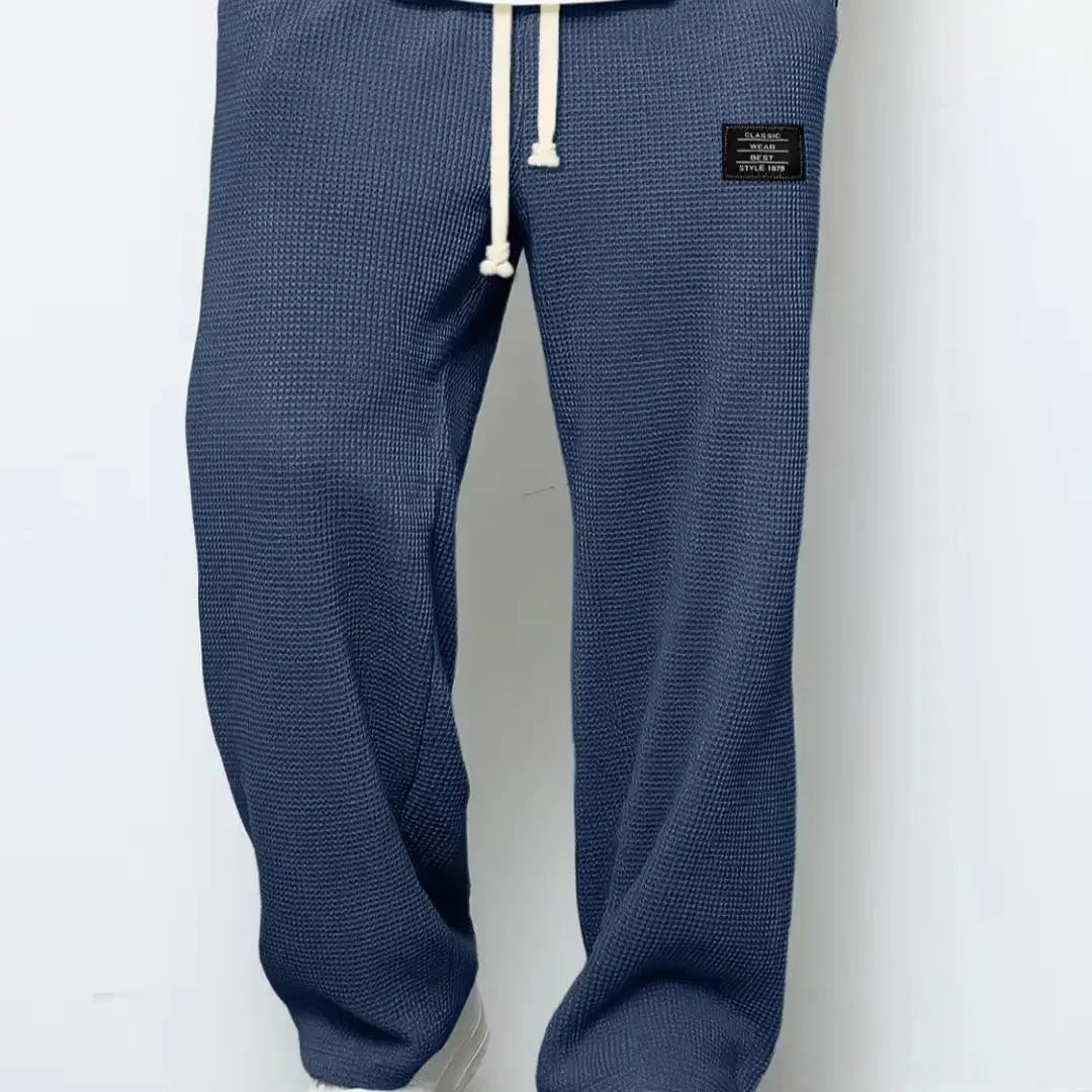 Waffle Straight Leg Pants Men's Summer New Style Wide Leg Pants Men's Youth Summer Casual Pants