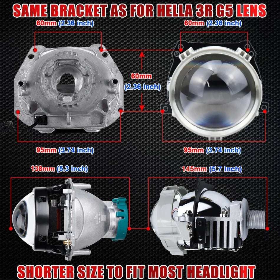 2.5 Inch Car Bi LED Projector Lens 90000LMFor H4 H7 9005 9006 High Low Beam H1 H11 H8 80W Headlights Projector Lights 12V 24V ﻿