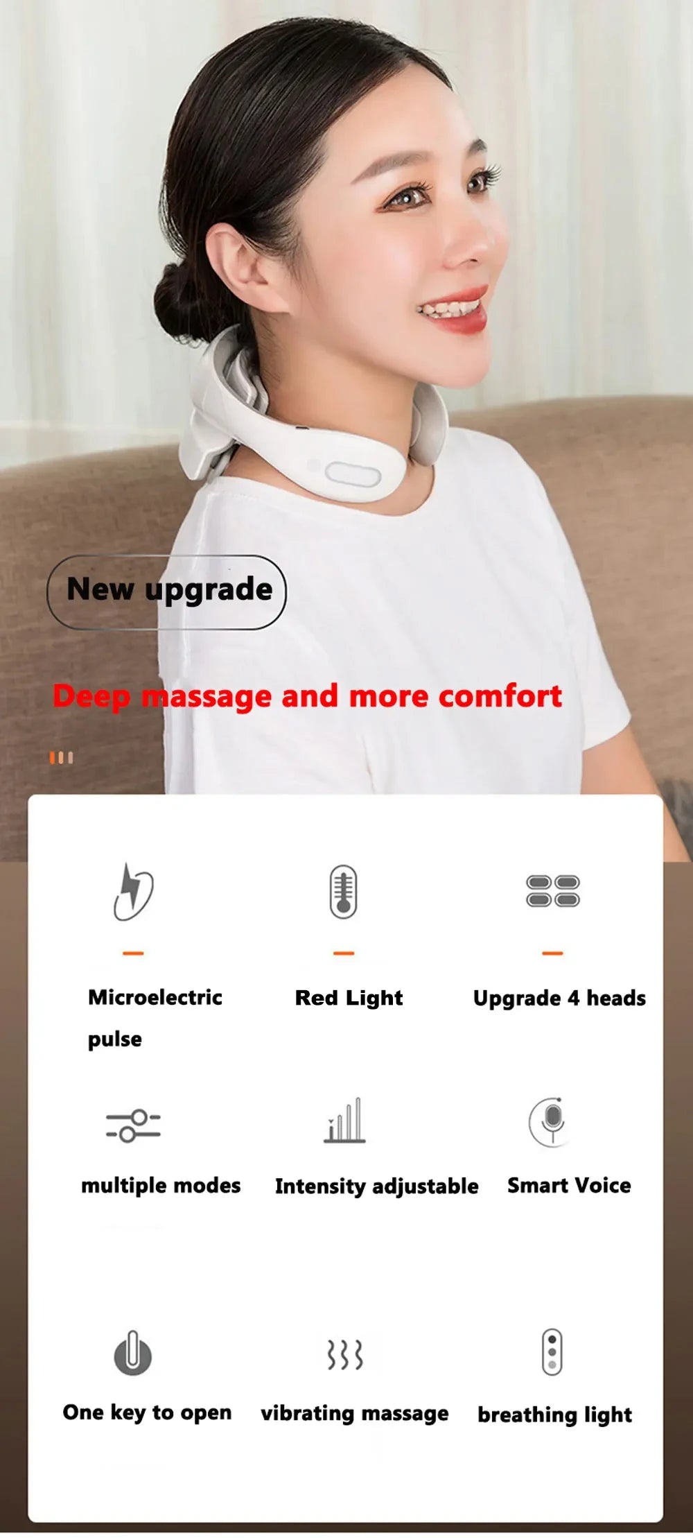 Smart Neck Massage Instrument Portable Shoulder Neck Massage Cervical Vertebra Health Care Vibrator Red Light Massage