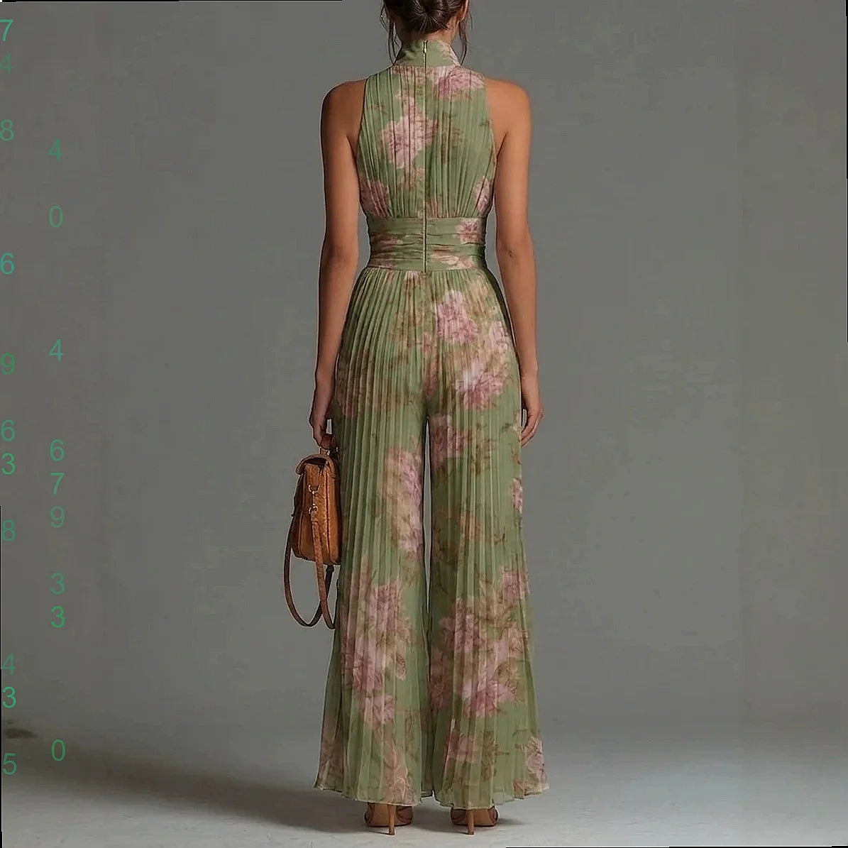 Sexy Sleeveless Jumpsuit Printed Mesh Split Irregular Hem Bodysuit Overall Pants Jumpsuits Spring Summer