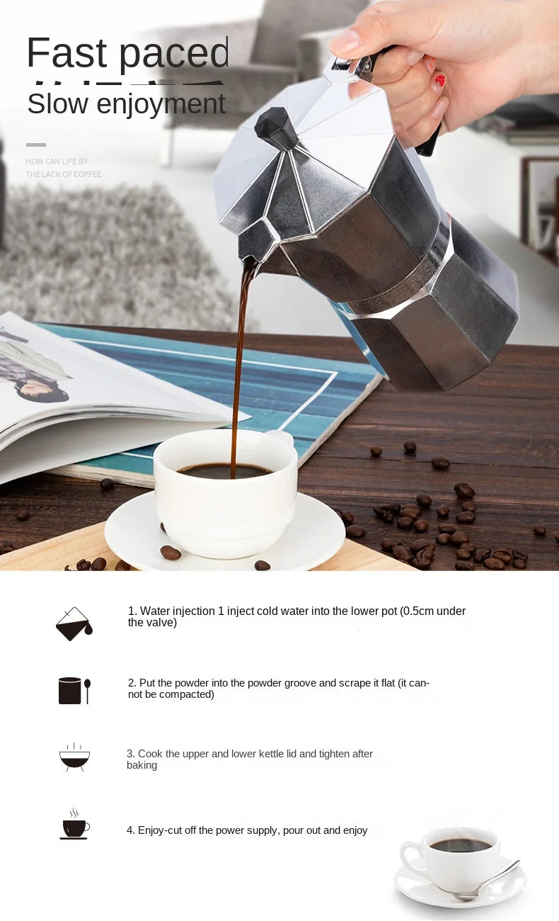 KNCOKAR 1/2/3/6/9/12/14cup Stovetop Moka Coffee Maker Italian Top Moka Espresso Cafetera Expresso Percolator Cafe Coffee Pot