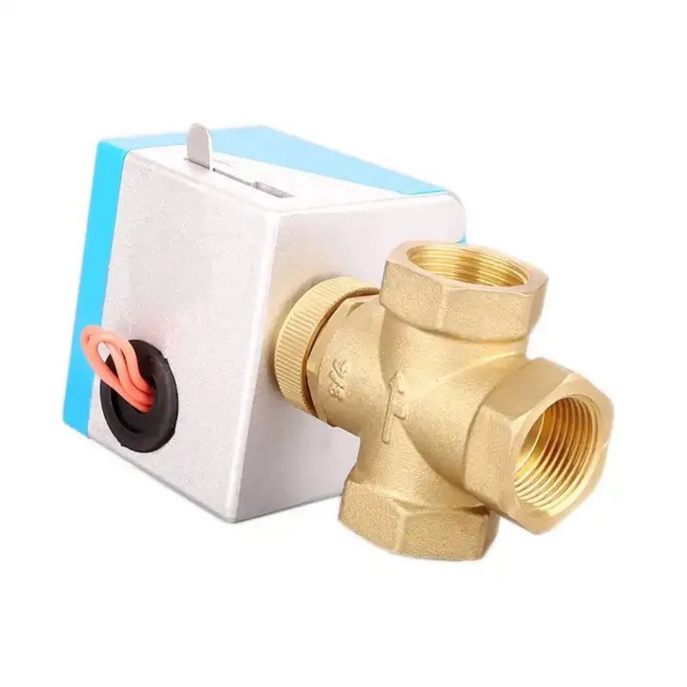 Brass Fan Coil Electric Actuator Central Air Conditioner Three Way Discharge Water Valve