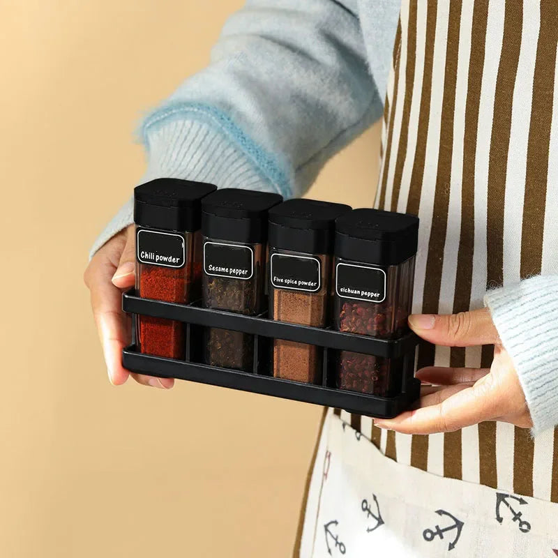 Spice Organizer Set 4-in-1 - Stackable Kitchen Bottles, Airtight Lids for Salt Pepper Baking,Countertop Space Saver Jars