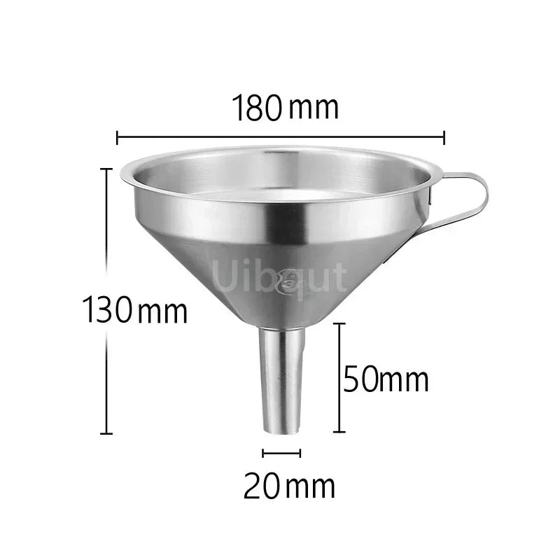 304 Stainless Steel Funnel Metal Wide Mouth Funnel With Strainer Mesh For Cooking Oil Liquid Spice Filter Home Kitchen Gadgets