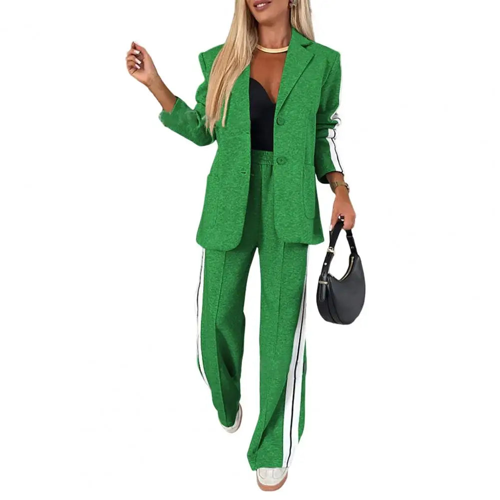 2 Piece Set Women Outfit Winter Fall Fashion V neck Long Sleeve Coat Elegant Straight Leg Pant Set Women Sports Clothing