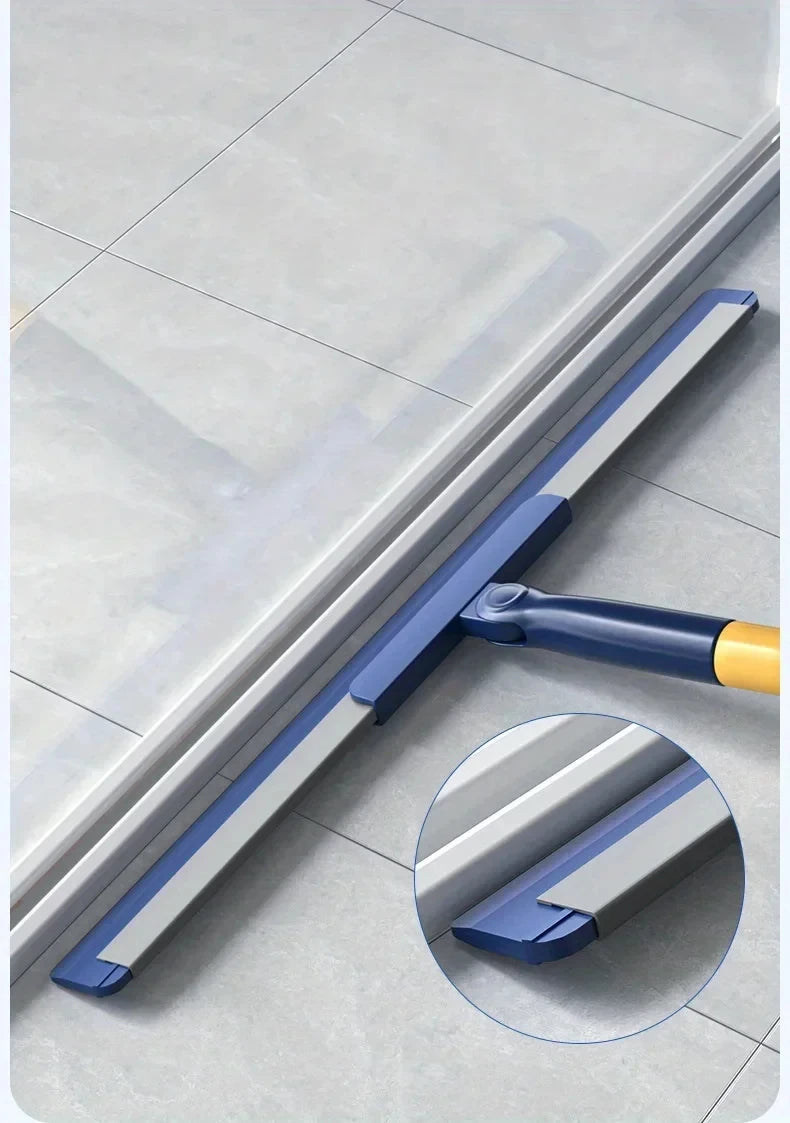 Portable Retractable Scraper Mop for Deep Cleaning Without Leaving Marks Replaceable Rubber Strips for Bathroom Kitchen Etc