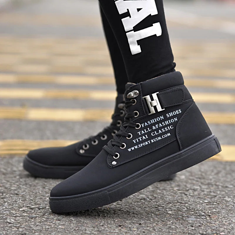 2024 Fashion Men Casual Shoes High Top Canvas Shoes Sneakers Man Lace-Up Breathable Trainers Men Baskets Basic Flats Shoes