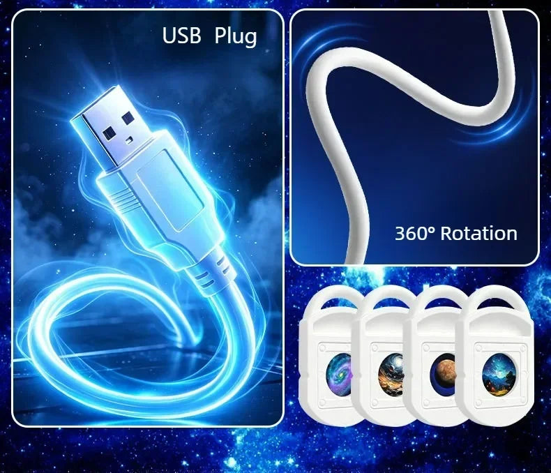 USB 2-in-1 Ambient Projection Light with Adjustable Focus Wide Range Coverage Multiple Scene Modes Perfect for Mood Lighting