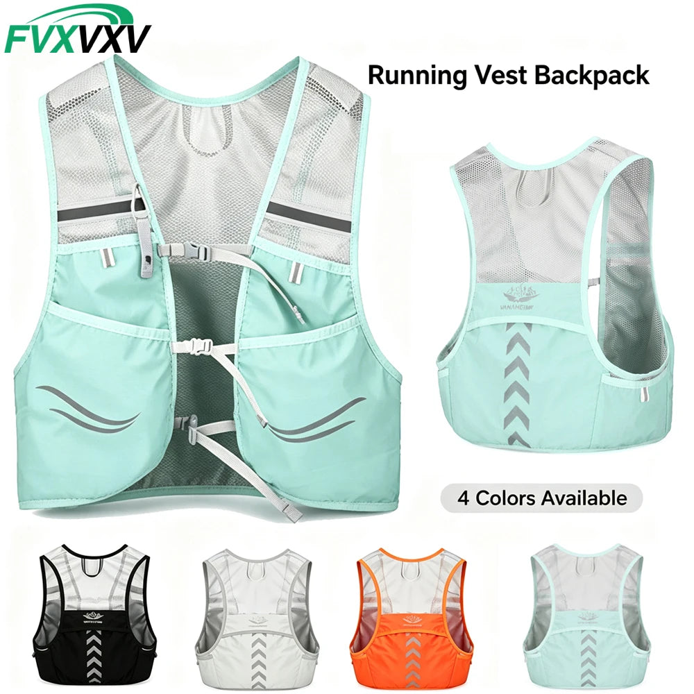 FVXVXV New Running Water Bottle Storage Vest Lightweight Running Vest Reflective Hydration Water Chest Pack With Phone Holder