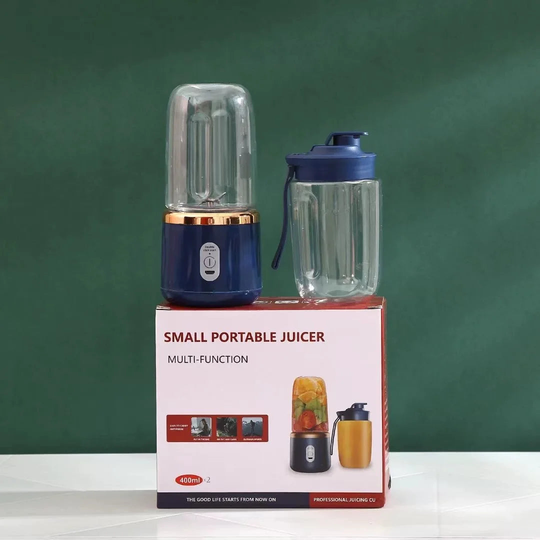 Portable Blender & Juicer 2-in-1 - USB Rechargeable Includes 6 Blades & Double Cups Ideal for Smoothies Iced Drinks & Halloween