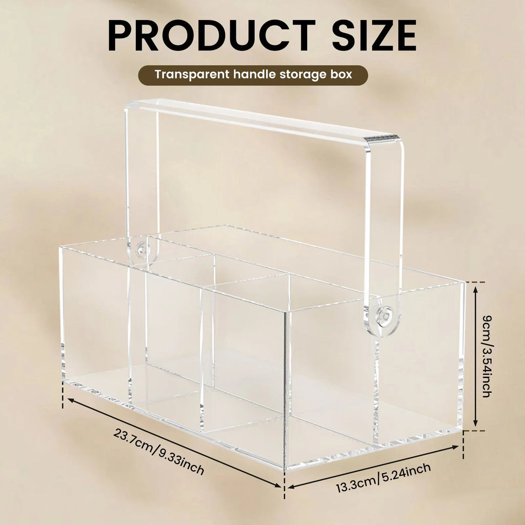 4 Grids Acrylic kitchen cutlery organizerTableware Plates Cutlery holder with Handle Multipurpose
Cosmetics stationery organizer