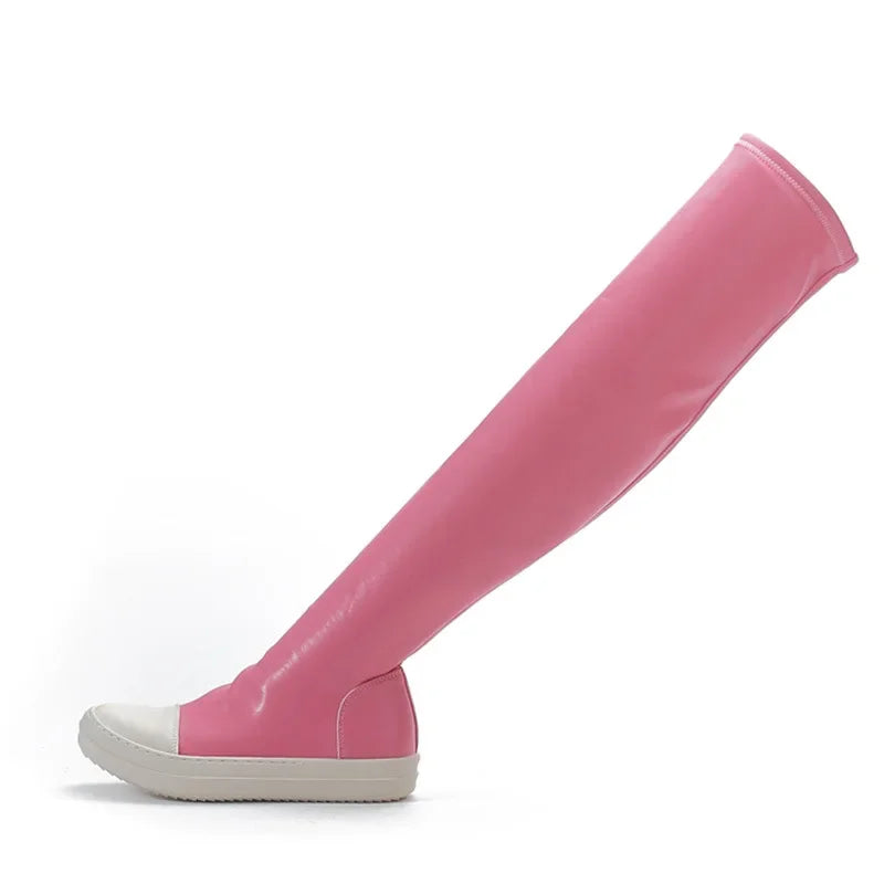 Women's Over-the-knee Boots Sexy  Women Stretch Tight Boots Flat Thick Bottom  Autumn Winter Black Women's Thigh High Boots