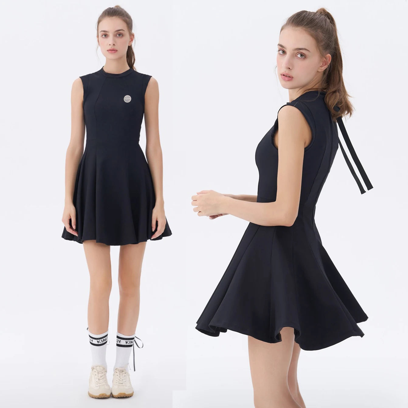 Women Golf Dress Summer Sleeveless Black Sports Dresses Outdoor Slim Fit Sexy Beige Black Outfit Women Clothing