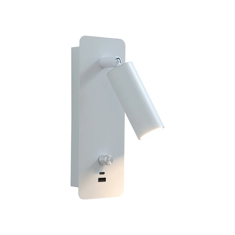 Wall Light 3000K Warm Light Knob Switch with USB Phone Charging, Bedroom Bedside Lamp, Wall Light Can Rotate 350°