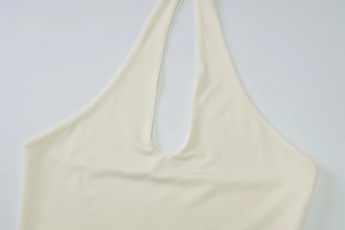 Women Fashion Halter Solid Loop Backless Bandage Sexy Crop Tank Top 2026 Summer Casual Clothes Streetwear Vacation Club Style