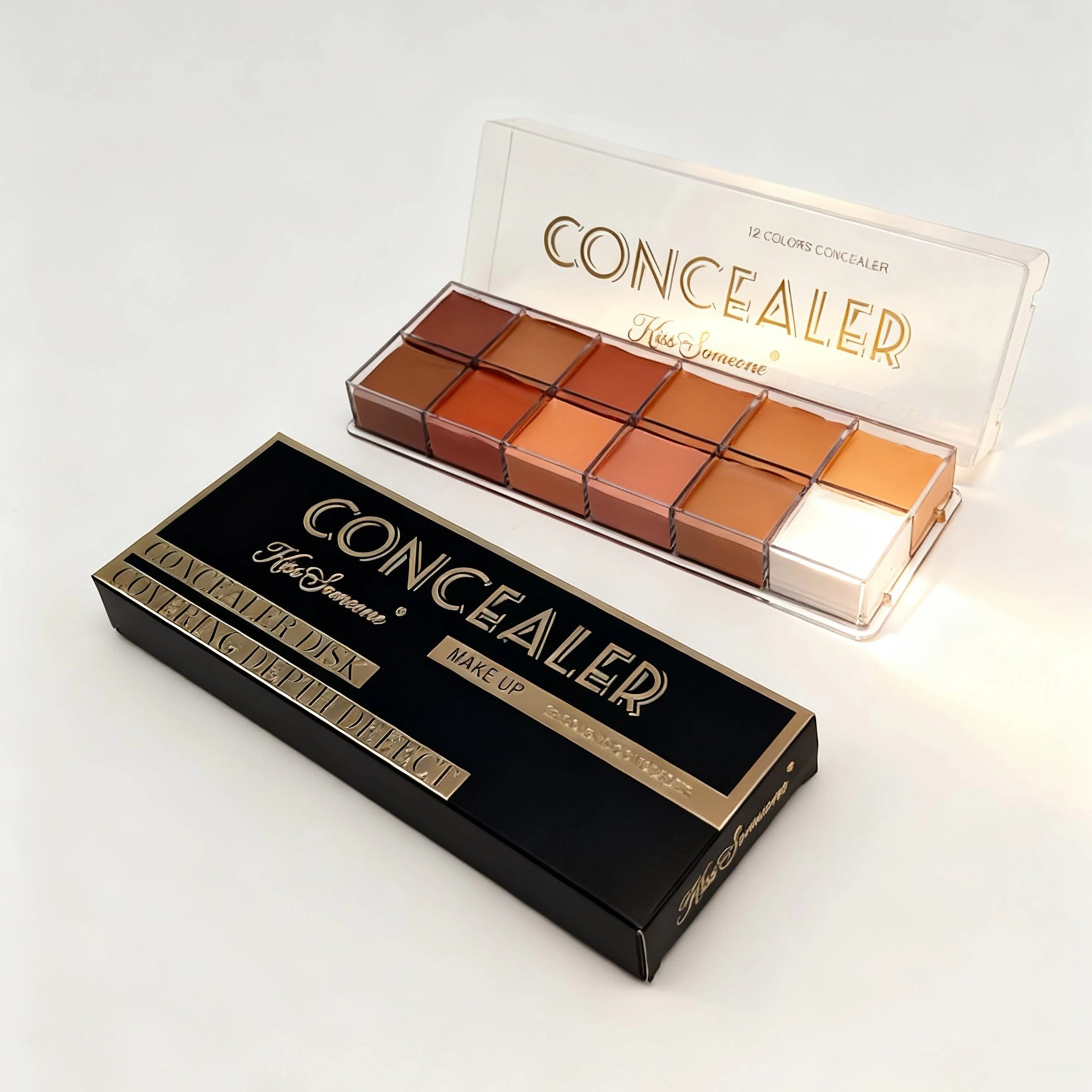 12 Color Concealer Dark Skin Waterproof Full Cover Foundation Make-Up Beauty Makeup Face Makeup Sunscreen Powder Blusher Eye