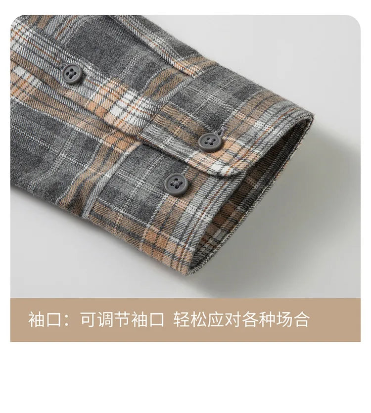 100% Cotton Flannel Shirt Long Sleeve, Plaid Winter Casual Shirt, Anti-Wrinkle Soft Brushed Fabric, Multi-Color Sizes M-4XL