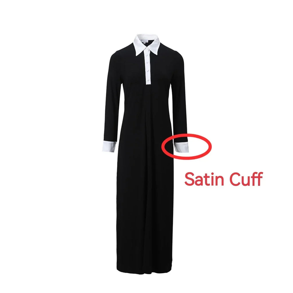 AP SS25 Women Satin Patchwork Modal Dress Soft Batwing Sleeve Maxi Dress Loose Clothing Satin Cuff