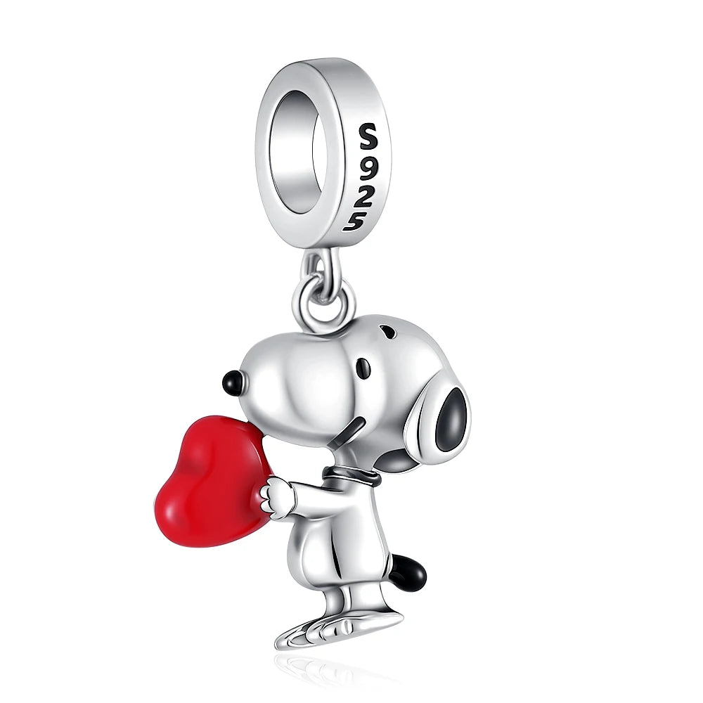 Cartoon 925Silver Balloon Dog, Red House, Watermelon Dog Male and Female Pendant,Fit Bracelet DIY Jewelry for Girls and Children
