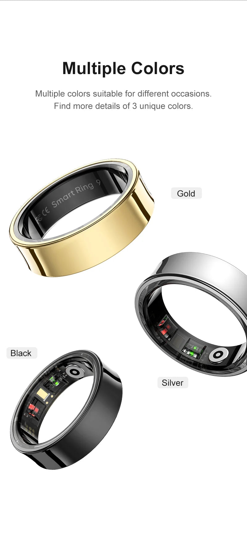 R09 Smart Ring Men Women With Charging Case,Health Sleep Monitor,Skin Temperature Monitor,60 Days Battery Life,5ATM Waterproof