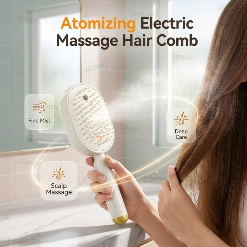 Rechargeable Steam Brush Durable Electric Spray Air Cushion Comb Electric Steam Hair Brush For Hair Reduce Frizz Nourishes Hair