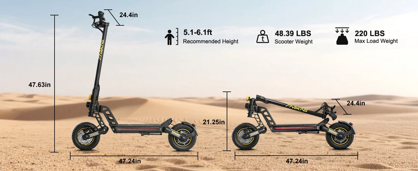 MX-17 Foldable E-Scooter for Adults 800W 48V 10.4Ah Max Speed 55KM 10 Inch Tires Large LED Display Folding E Scooter
