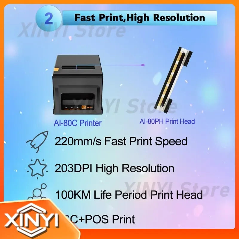 for AIXW 80mm Thermal Receipt Printer 203dpi Direct Thermal POS Printer for Supermarket Retail Shop Cash Register Bill